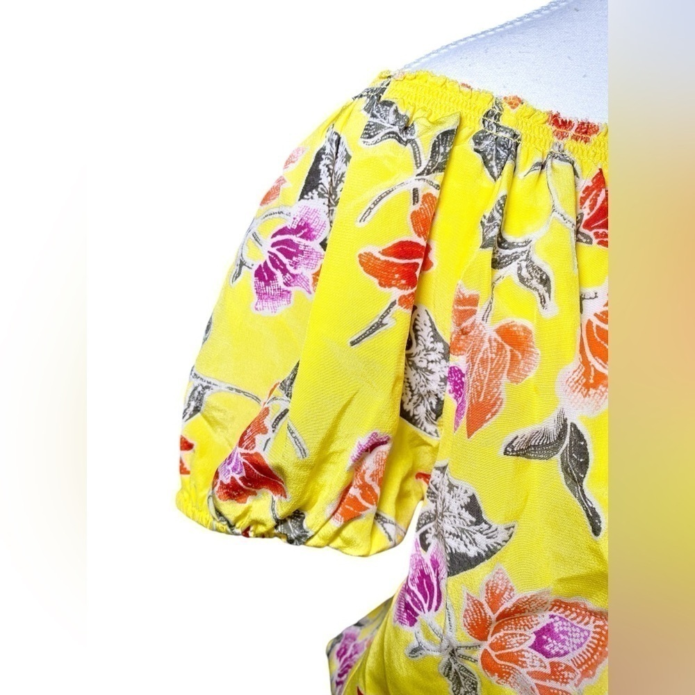 Joie Silk Off the Shoulder Yellow Floral Blouse - Picture 5 of 13